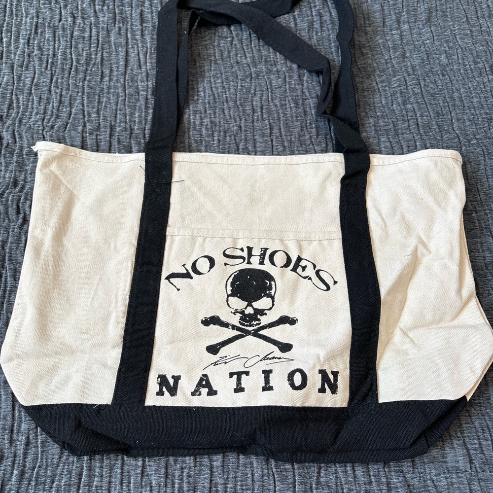 No Shoes Nation Canvas Tote Bag - Black and Cream